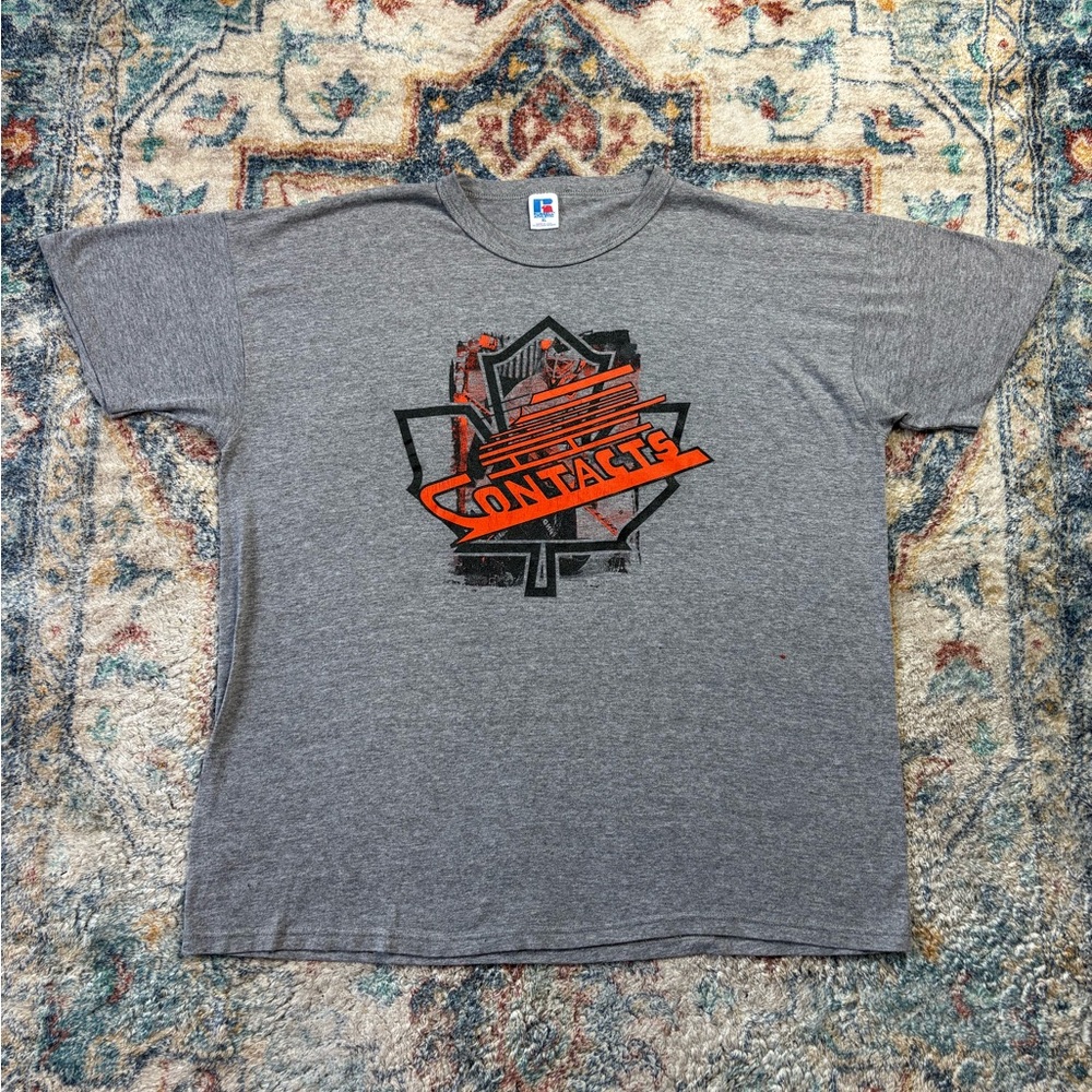 Vintage Russell Athletic Contacts Hockey T-shirt Size XL